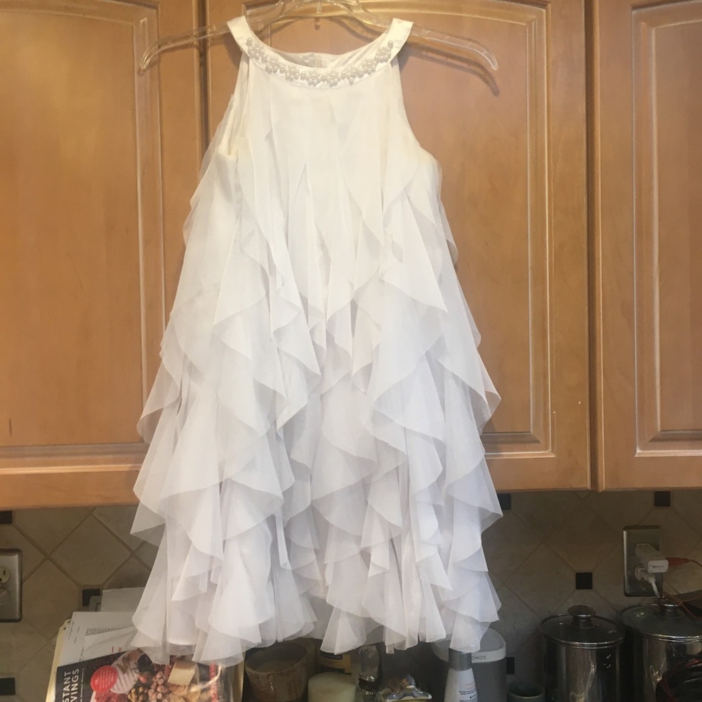 Kids Dream Girls White Dress with Pearl Detailing